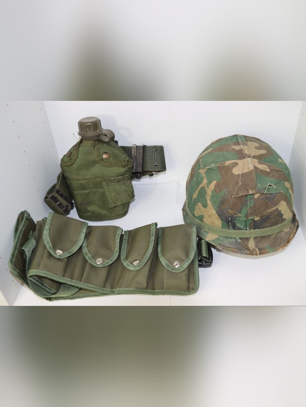 Military Green Camouflage Helmet & Field Gear Set